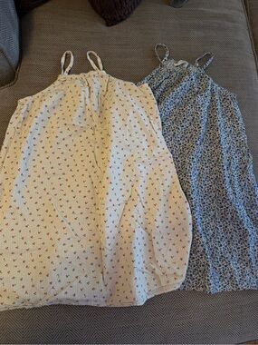 Spaghetti Strap Sundress Bundle - cherry Cream beige and Tiny Floral in blue